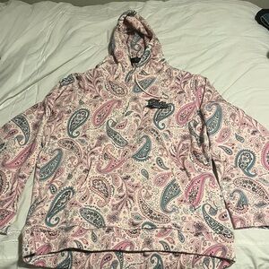 Teddy Fresh Paisley Print Hoodie in Pink and Blue